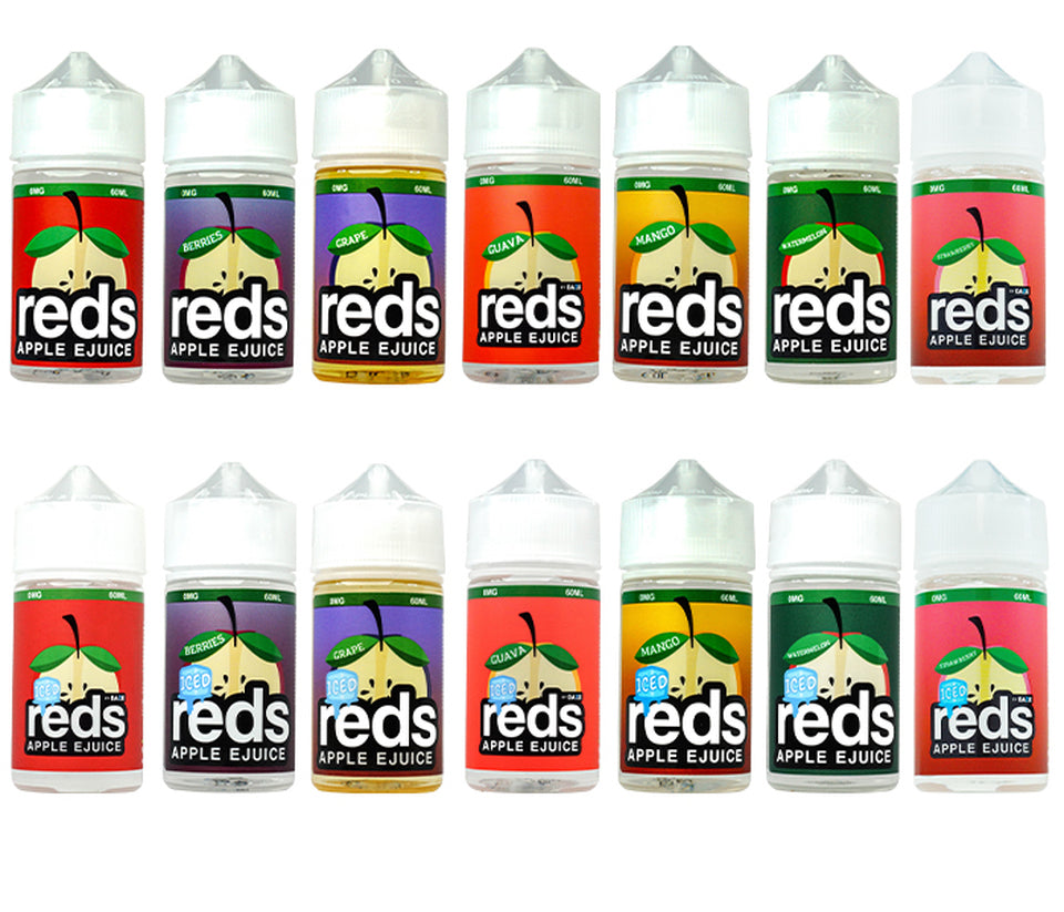 7Daze Reds Apple 60ML Vape Juice Best Flavors Apple Berries Grape Guava Mango Watermelon Strawberry Apple Iced Berries Iced Grape Iced Guava Iced Mango Iced Watermelon Iced Strawberry Iced