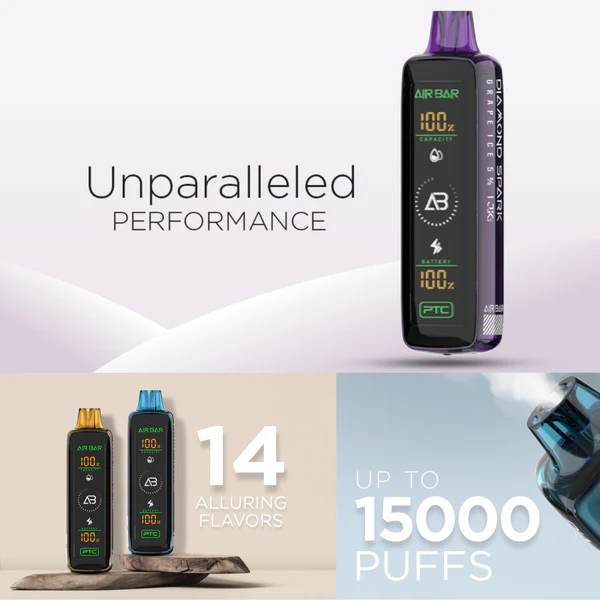 Best Deal Air Bar Diamond Spark 15,000 Puffs Disposable Vape 17ml 5 Pack