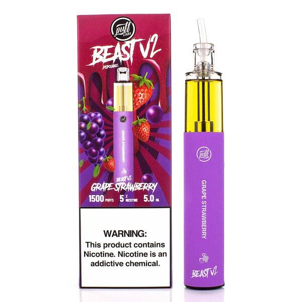 Best Deal Puff Beast V2 Disposable Vape 5mL 10 Pack - Grape Strawberry