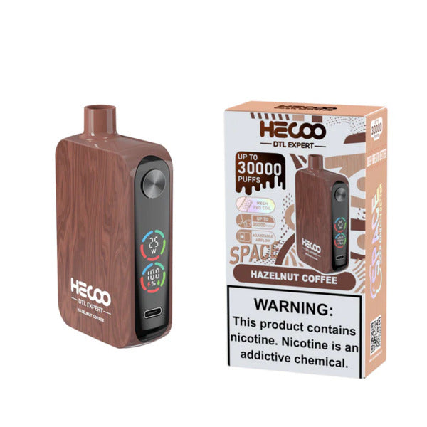 Best Deal HECOO Space DTL Expert 30,000 Puffs Disposable Vape 20mL 5 Pack - Hazelnut Coffee