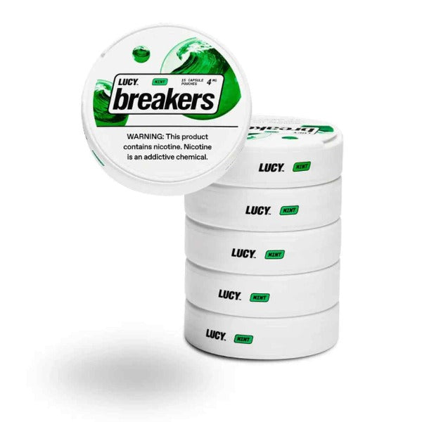 Best Deal Lucy Breakers Nicotine Capsule Pouches (15ct Can) (5 Can Pack) Mint 4mg