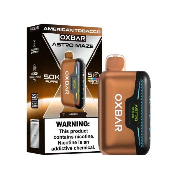 Best Deal OXBAR Astro Maze 50,000 Puffs Disposable Vape - American Tobacco