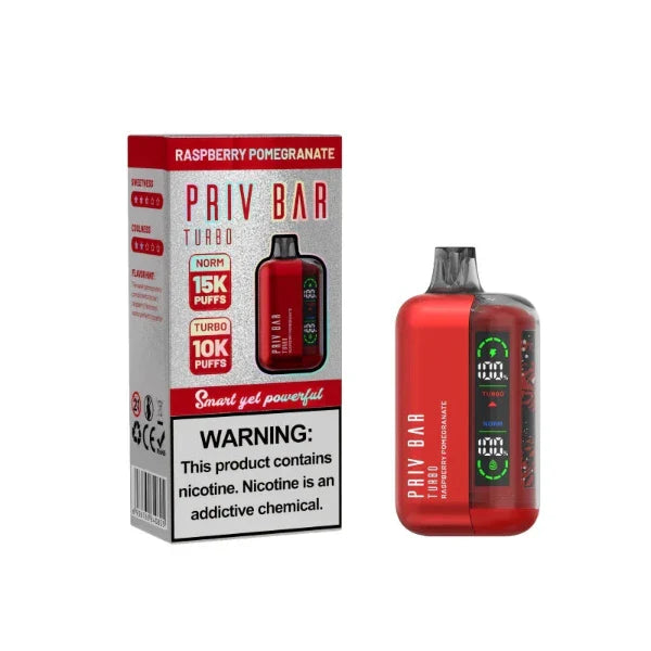 Best Deal SMOK Priv Bar Turbo 15000 Puffs Disposable Vape 16mL - Raspberry Pomegranate