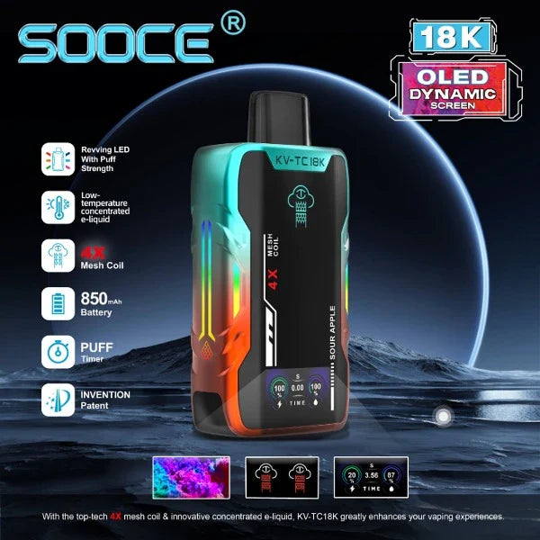 Best SOOCE KV-TC18K Disposable Vape 5-Pack All Flavors