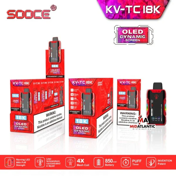 Best Deal SOOCE KV-TC18K Disposable Vape Strawberry Lover