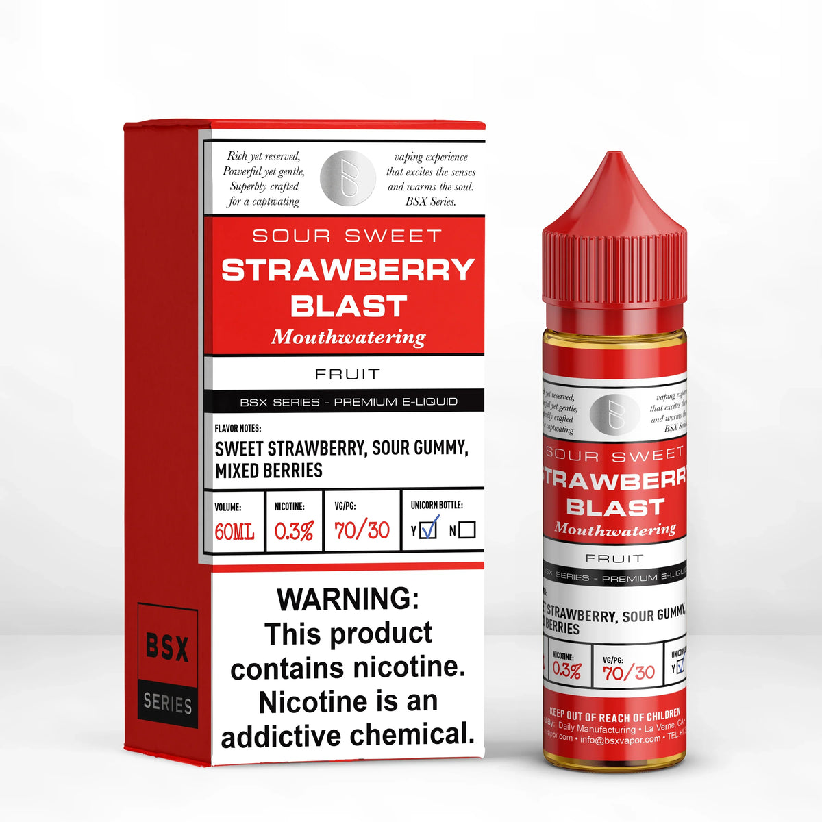 BSX Vapor E-Liquid -Strawberry Blast - 60ml