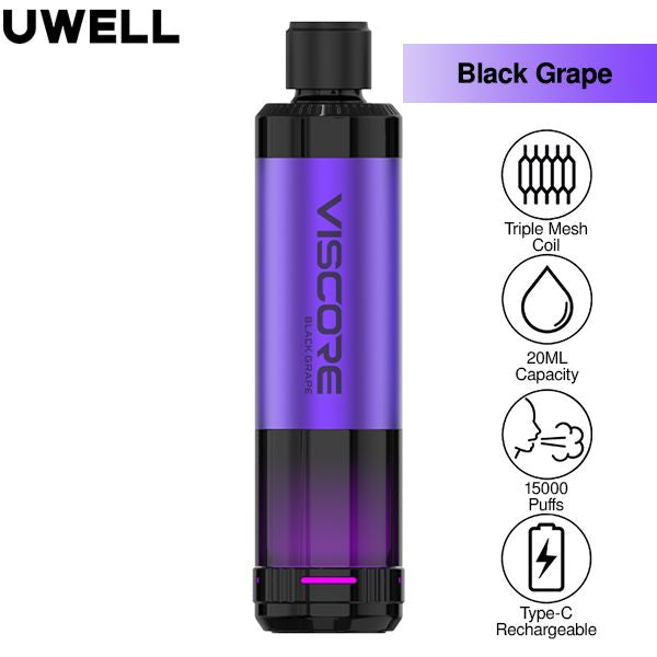 Uwell Viscore Tri15000 Disposable Vape Black Grape