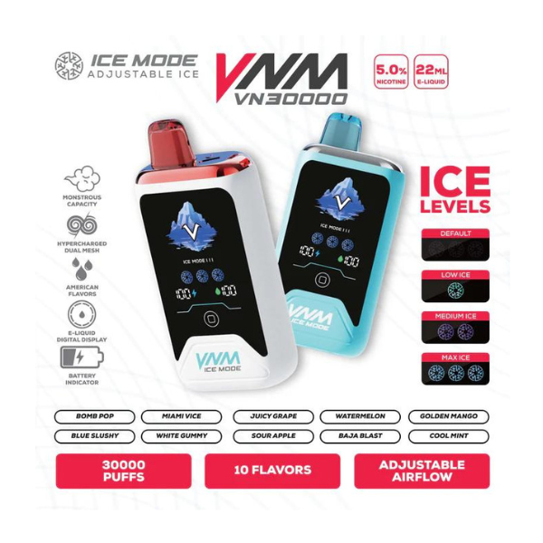Best Deal VNM Ice Mode 30,00 Puff Disposable Vape 22mL 5 Pack