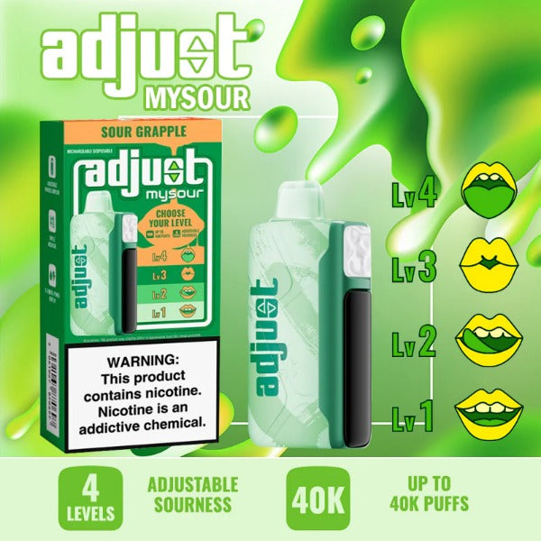 Best Deal Adjust MySour 40,000 Puffs Disposable - Sour Grapple