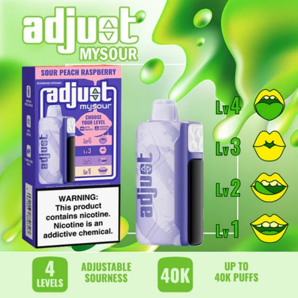Best Deal Adjust MySour 40,000 Puffs Disposable - Sour Peach Raspberry