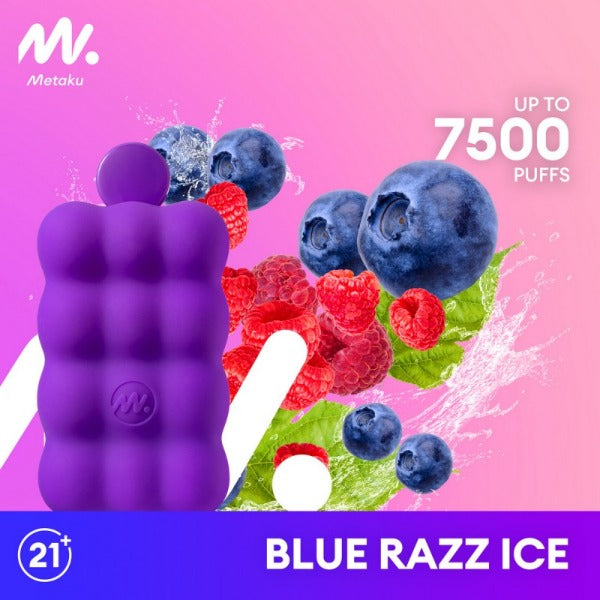 Best Deal Metaku Spongie 7500 Puffs Disposable Vape 12mL 5 Pack Best Flavor Blue Razz Ice