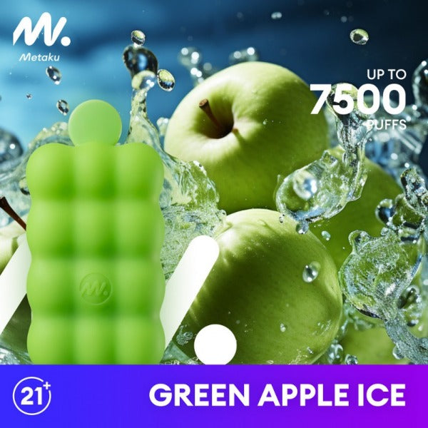 Best Deals Metaku Spongie 7500 Puffs Disposable Vape 12mL 5 Pack Best Flavor Green Apple Ice