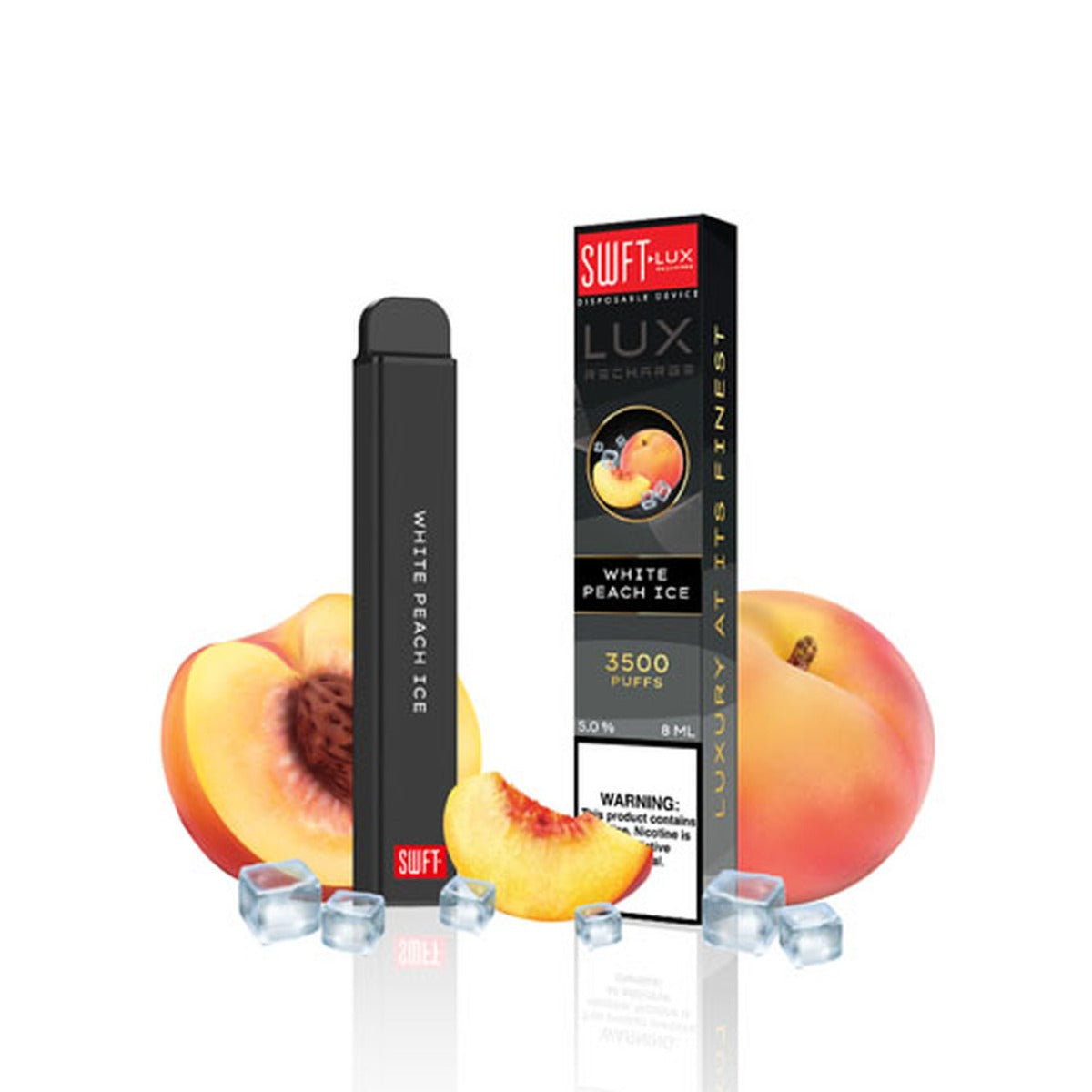 SWFT Lux Rechargeable Single Disposable Vape 8mL Best Flavor White Peach Ice