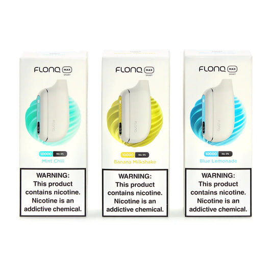 Best Deals FLONQ Max Smart 10,000 Puffs Disposable Vape 14mL Best Flavors Mint Chill Banana Milkshake Blue Lemonade