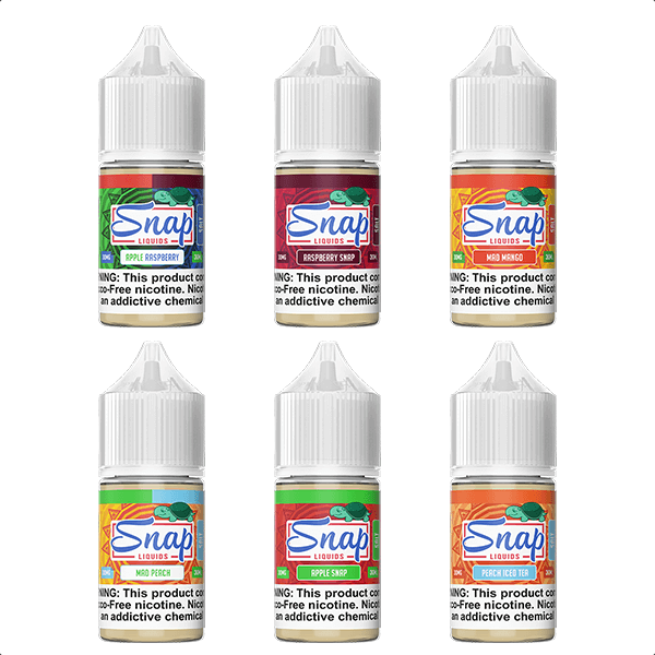Snap Liquids Salt Vape Juice 30mL Best Flavors Apple Raspberry Raspberry Snap Mad Mango Mad Peach Apple Snap Peach Iced Tea