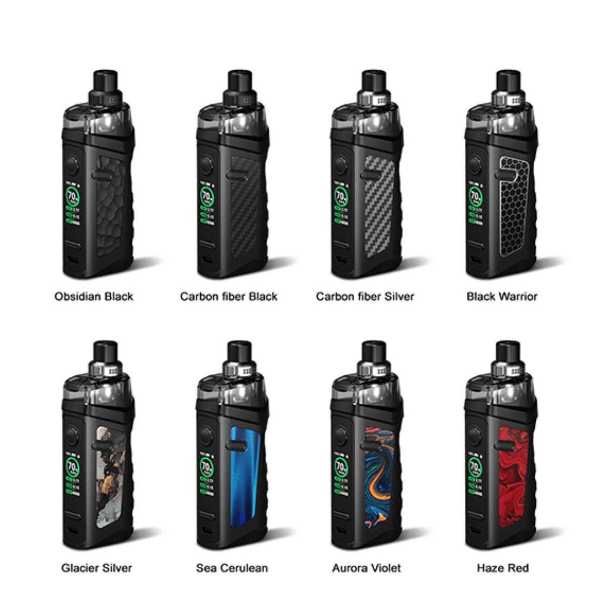 Vandy Vape Jackaroo Pod Kit Best Colors Obsidian Black Carbon Fiber Black Carbon Fiber Silver Black Warrior Glacier Silver Sea Cerulean Aurora Violet Haze Red