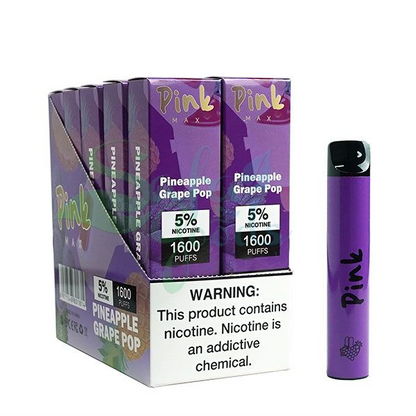 Pink Max Disposables Vape 5mL 10 Pack Best Flavor Pineapple Grape Pop