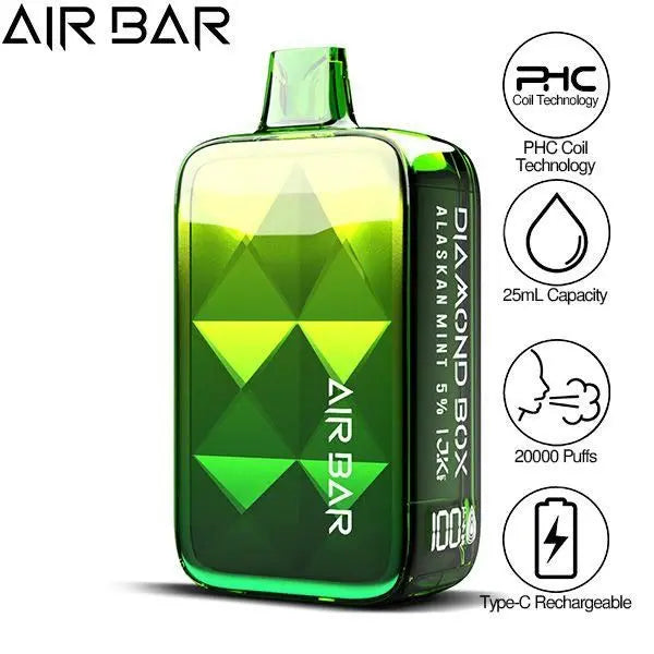Best Deal Air Bar Diamond Box 20000 Puffs Rechargeable Vape 25mL  Alaskan Mint