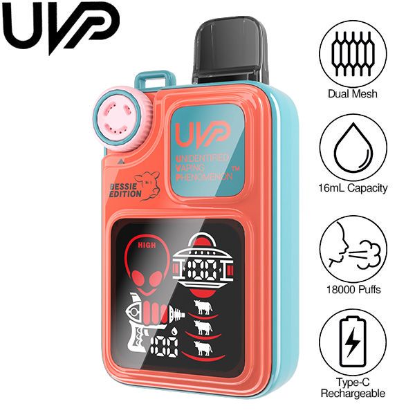 Best Deal UVP Bessie Edition 18K Puff Rechargeable Vape 16mL Blue Razz Ice