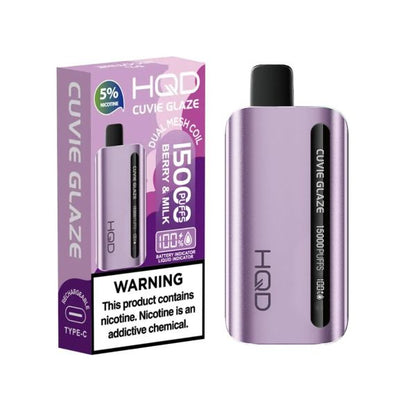 Best Deals - HQD Cuvie Glaze 15,000 Puffs Disposable - Berry & Milk