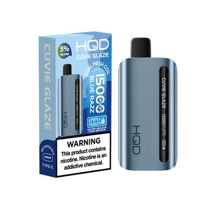 Best Deals - HQD Cuvie Glaze 15,000 Puffs Disposable - Blue Razz