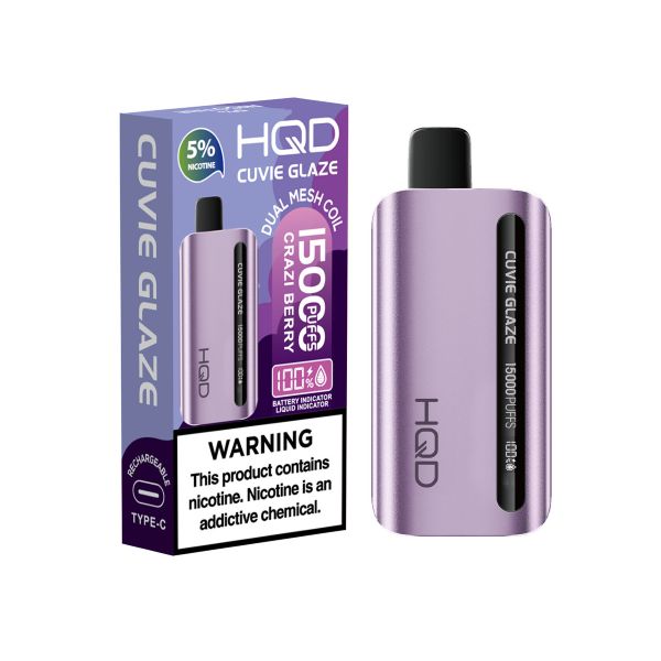 Best Deals - HQD Cuvie Glaze 15,000 Puffs Disposable - Crazi Berry