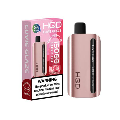 Best Deals - HQD Cuvie Glaze 15,000 Puffs Disposable - Lush Ice
