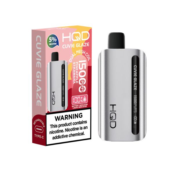 Best Deals - HQD Cuvie Glaze 15,000 Puffs Disposable - Pineapple Strawana