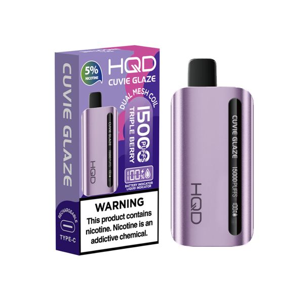 Best Deals - HQD Cuvie Glaze 15,000 Puffs Disposable - Triple Berry