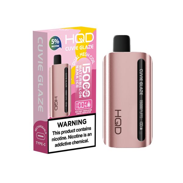 Best Deals - HQD Cuvie Glaze 15,000 Puffs Disposable - Watermelon Nana Ice