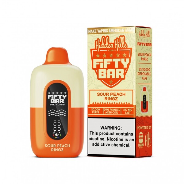 Best Deal Hidden Hills x Fifty Bar 20K Disposable Vape - Sour Peach Ringz