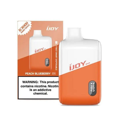 Best Deal iJoy Bar IC8000 8000 Puffs Rechargeable Disposable Vape 18mL Peach Blueberry 