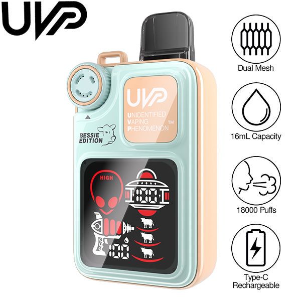 Best Deal UVP Bessie Edition 18K Puff Rechargeable Vape 16mL Peach Ice