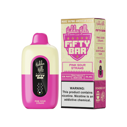 Best Deal Hidden Hills x Fifty Bar 20K Disposable Vape Pink Sour Straws