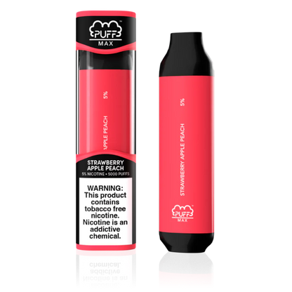 Best Deal Puff Max 5000 Puffs Disposable Vape 11mL - Strawberry Apple Peach