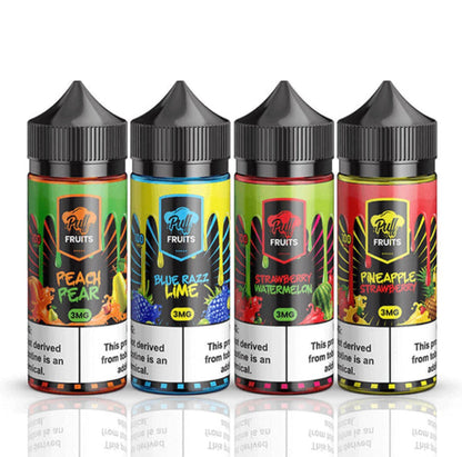 Puff Fruits 100mL Vape Juice Best Flavors Peach Pear Blue Razz Lime Strawberry Watermelon Pineapple Strawberry