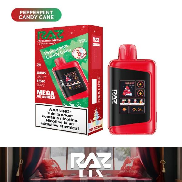 Best Deal Raz LTX 25000 Puffs Disposable 16mL -  Peppermint Candy Cane