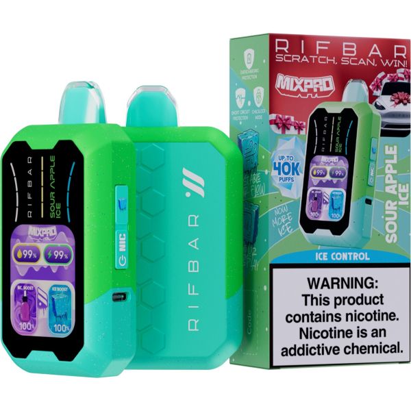 Best Deals - Rifbar MixPro 40K Puffs Disposable - Sour Apple Ice