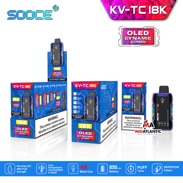 Best Deal SOOCE KV-TC18K Disposable Vape Blue Razz Lemon