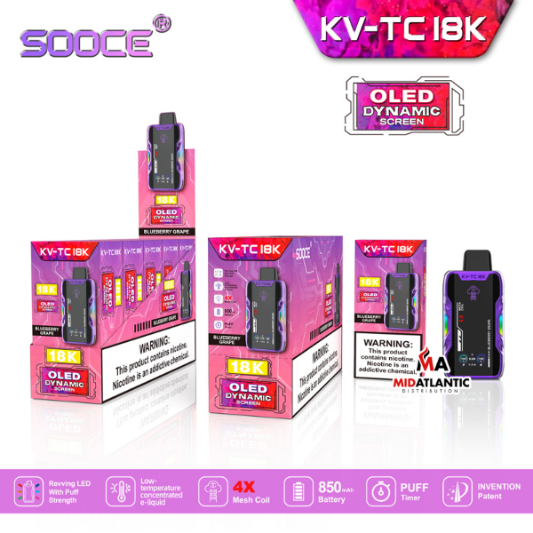 Best Deal SOOCE KV-TC18K Disposable Vape Blueberry Grape