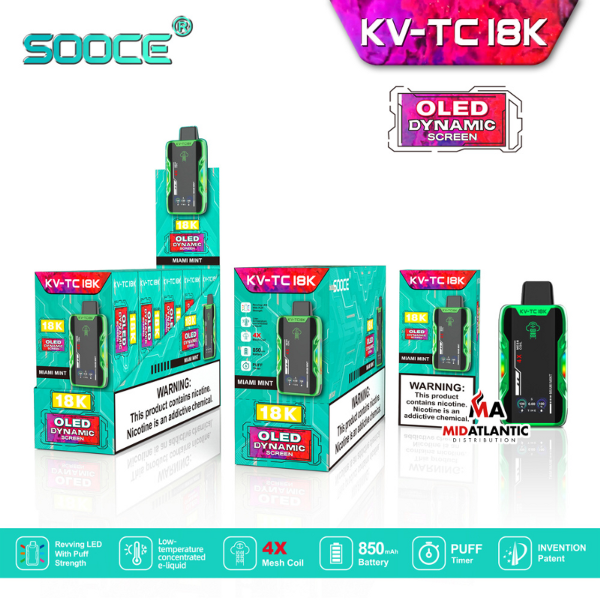 Best Deal SOOCE KV-TC18K Disposable Vape Miami Mint