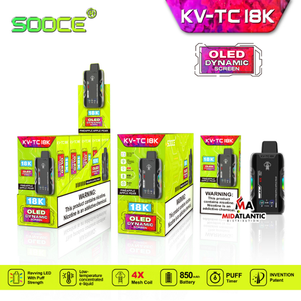 Best Deal SOOCE KV-TC18K Disposable Vape Pineapple Apple Pear