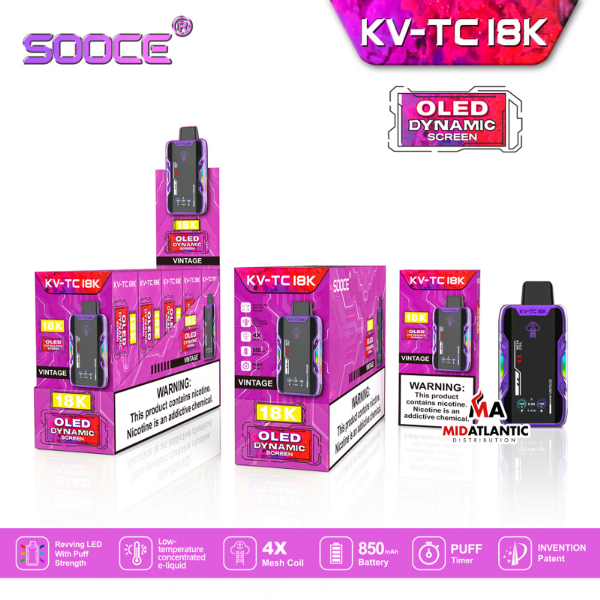 Best Deal SOOCE KV-TC18K Disposable Vape Vintage Graper Soda