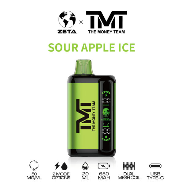 Best Deal TMT by Floyd Mayweather 15,000 Puffs Disposable Vape 20mL Sour Apple Ice