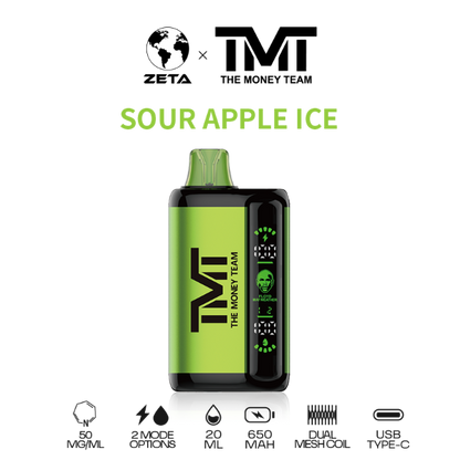 Best Deal TMT by Floyd Mayweather 15,000 Puffs Disposable Vape 20mL Sour Apple Ice