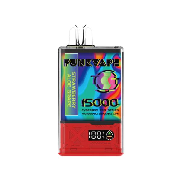 Best Deal PunkVape Cyber Box 15,000 Puffs Disposable Vape - Strawberry Aloe Grape