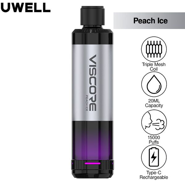 Uwell Viscore Tri15000 Disposable Vape Peach Ice