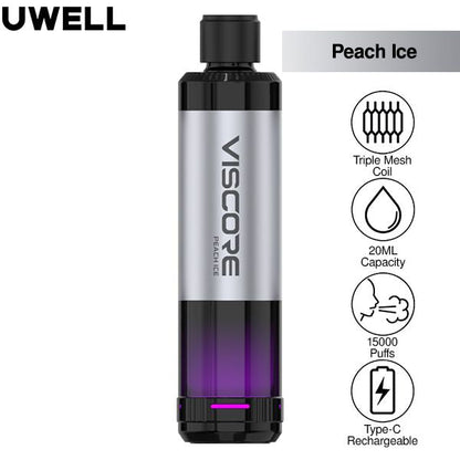 Uwell Viscore Tri15000 Disposable Vape Peach Ice