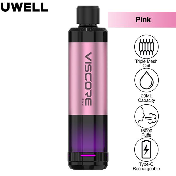 Uwell Viscore Tri15000 Disposable Vape Pink