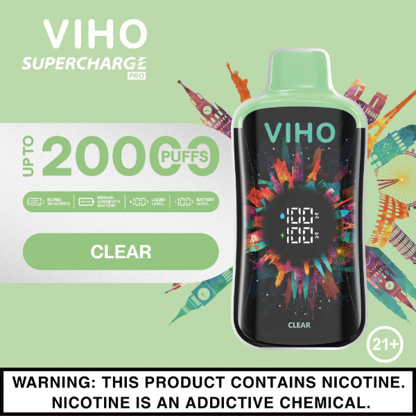 VIHO Supercharge PRO 20K Disposable Vape Clear